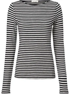 Marc O'Polo Damen Langarmshirt in marine weiß