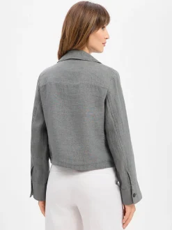 Marc O'Polo Damen Leinenjacke in grau - Ärmel: langarm