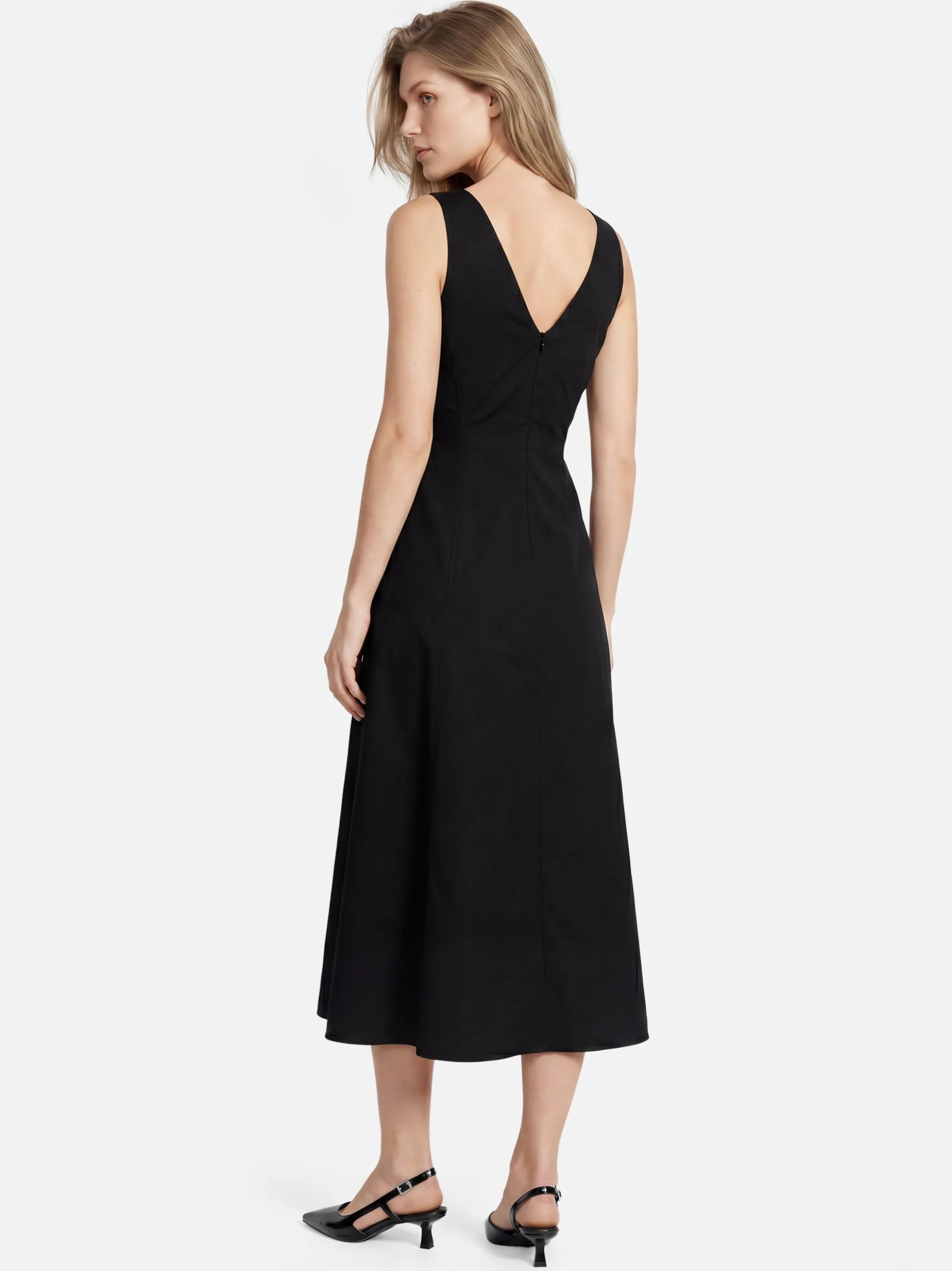 Marc O'Polo Damen Midikleid in schwarz - Ärmel: ohne Arm