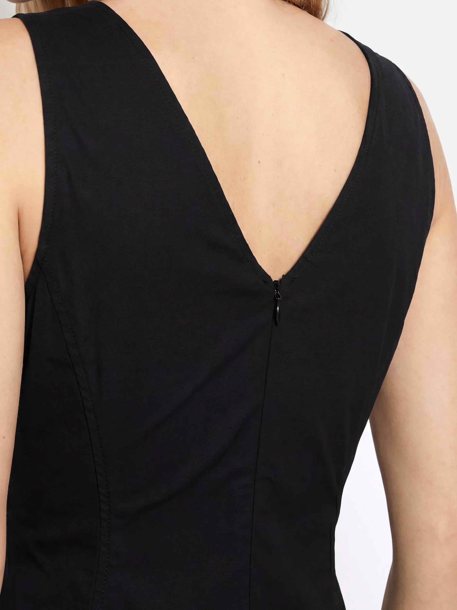 Marc O'Polo Damen Midikleid in schwarz - Ärmel: ohne Arm