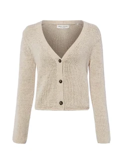 Marc O'Polo Damen Strickjacke in kitt - Ärmel: langarm
