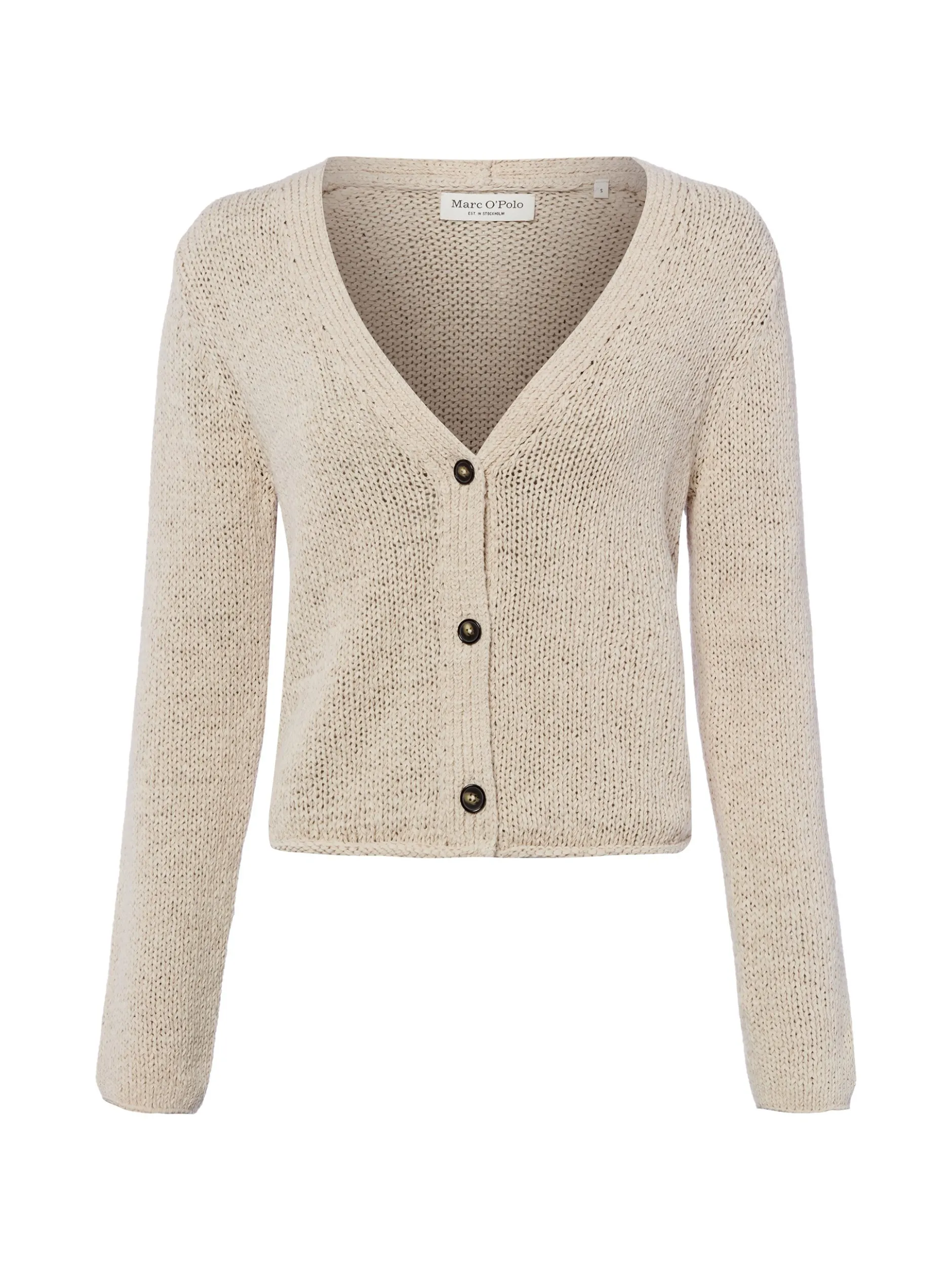 Marc O'Polo Damen Strickjacke in kitt - Ärmel: langarm