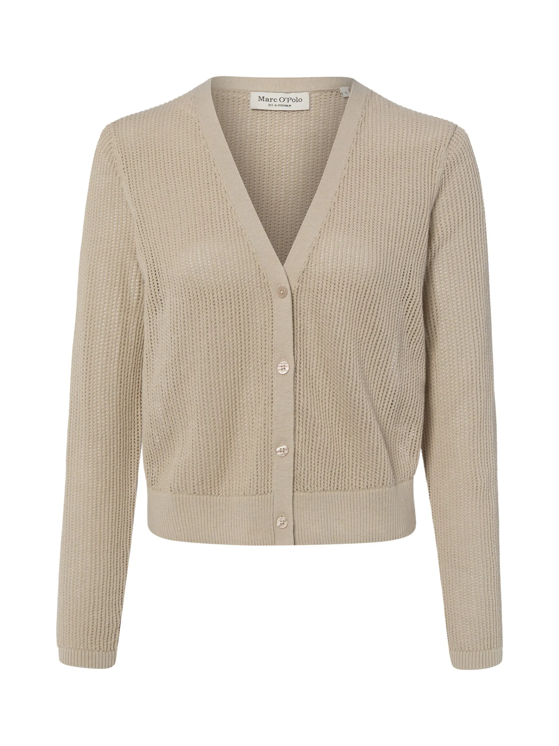 Marc O'Polo Damen Strickjacke in kitt - Ärmel: langarm