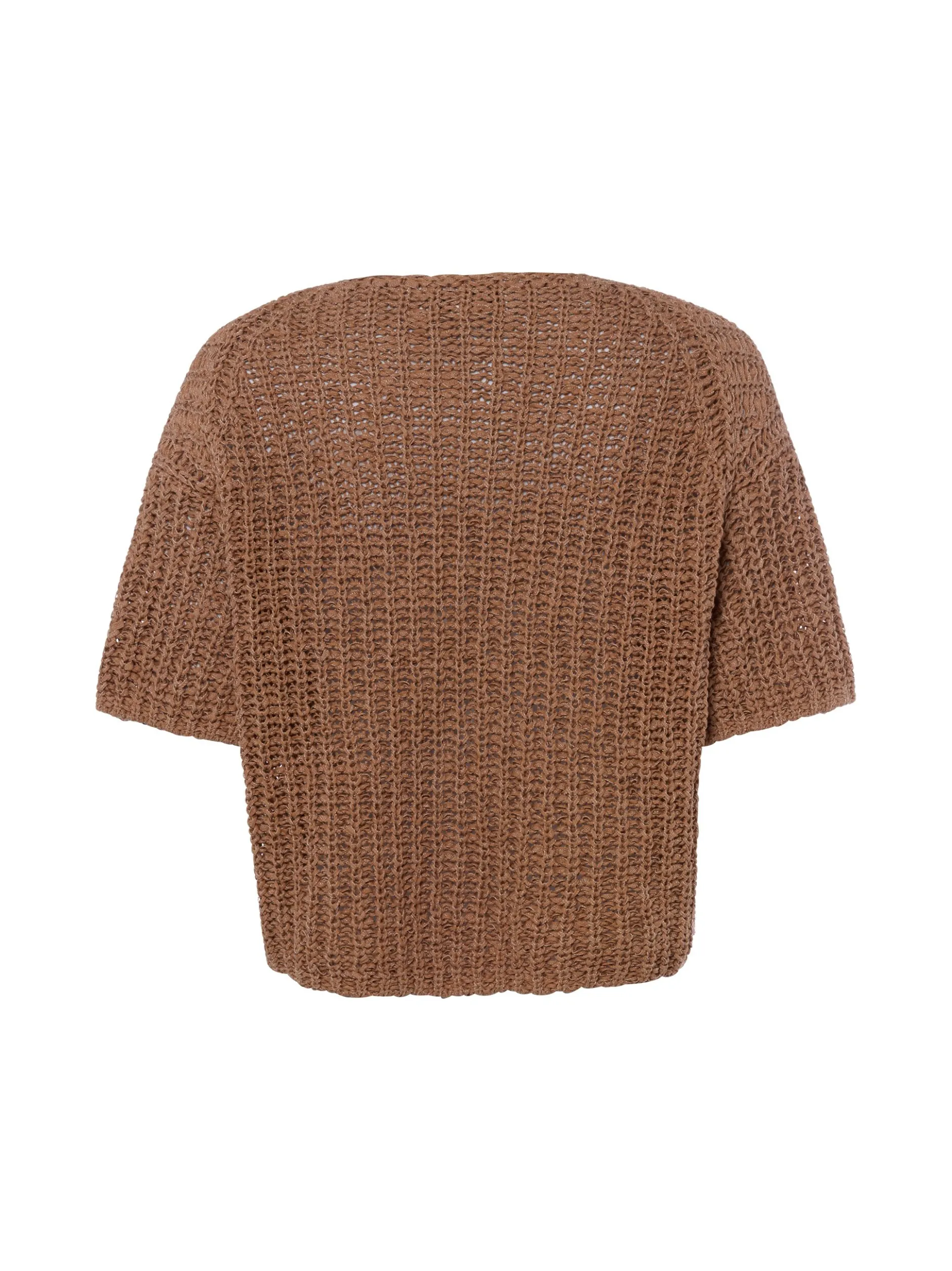 Marc O'Polo Damen Strickshirt in braun - Ärmel: kurzarm