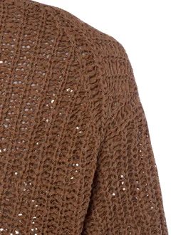 Marc O'Polo Damen Strickshirt in braun - Ärmel: kurzarm