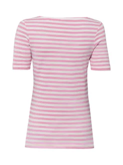 Marc O'Polo Damen T-Shirt in pink weiß - Ärmel: kurzarm