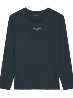 Marc O'Polo Herren Langarmshirt - Mix & Match Cotton in blau