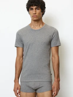 Marc O'Polo Herren T-Shirt - Iconic Rib in grau