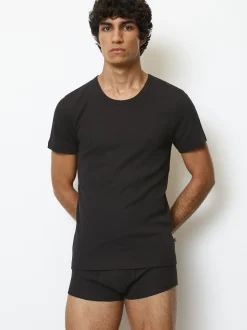 Marc O'Polo Herren T-Shirt - Iconic Rib in schwarz