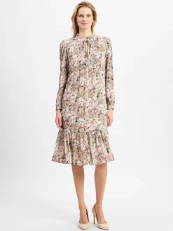 Marie Lund Collection Damen Freizeitkleid in beige mehrfarbig