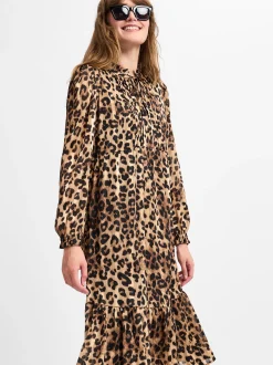 Marie Lund Collection Damen Kleid in camel schwarz