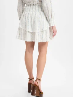 Marie Lund Collection Damen Mini-Volantrock in ecru blau