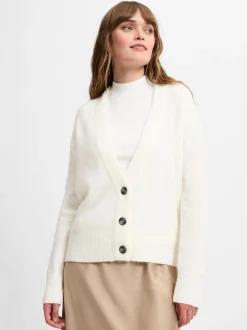 Marie Lund Collection Damen Strickjacke mit Alpaka-Anteil in ecru