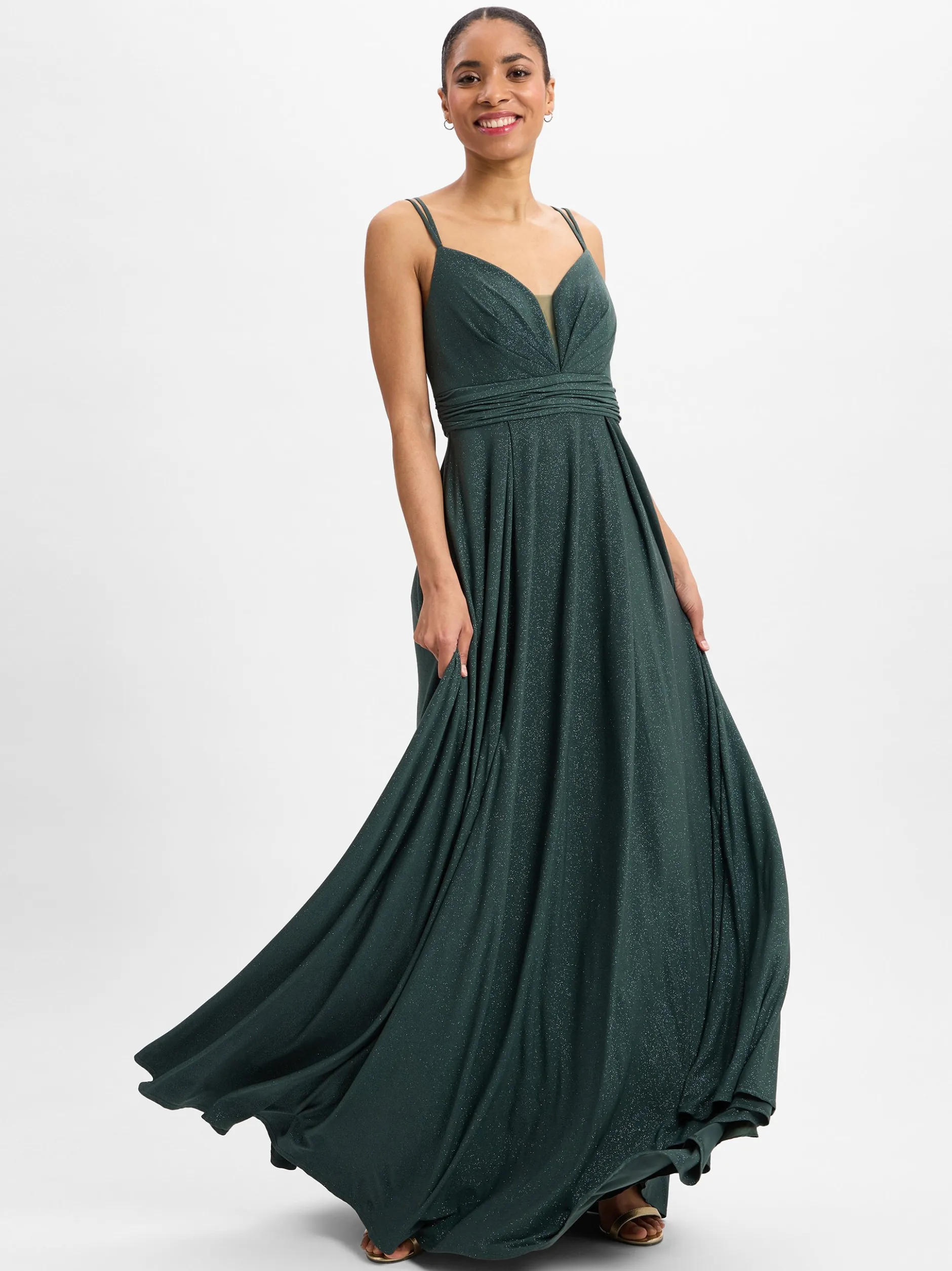 Marie Lund Damen Abendkleid in tanne - Ärmel: ohne Arm