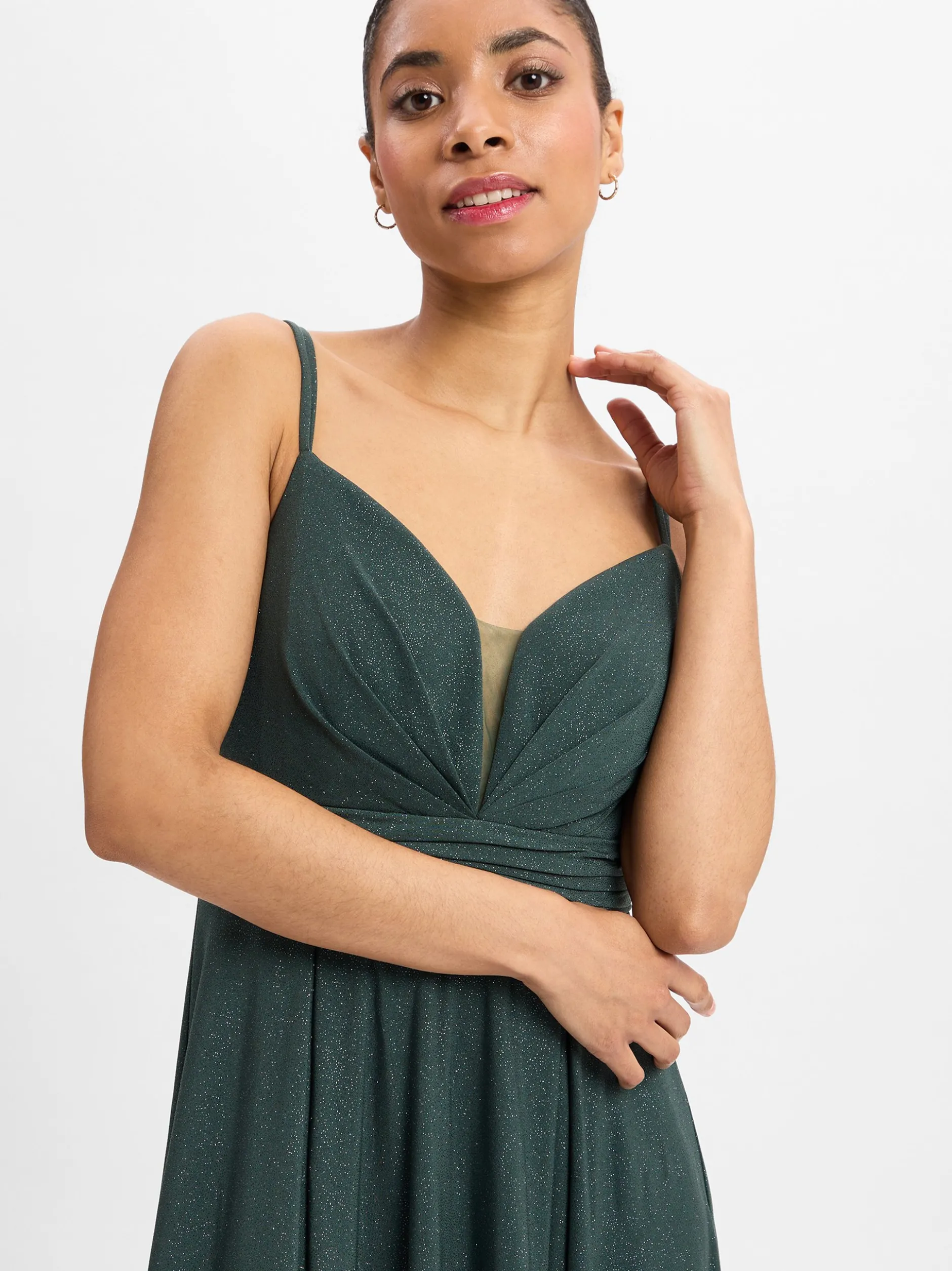 Marie Lund Damen Abendkleid in tanne - Ärmel: ohne Arm