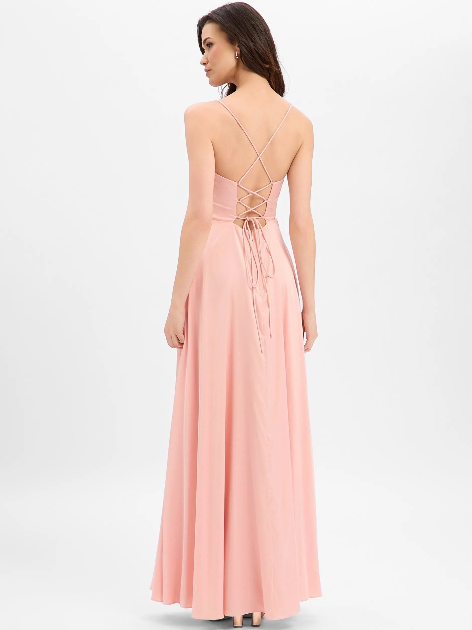 Marie Lund Damen Abendkleid in beige - Ärmel: ohne Arm