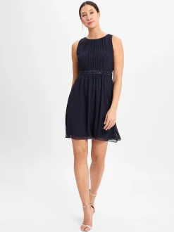 Marie Lund Damen Abendkleid in marine - Länge: knielang