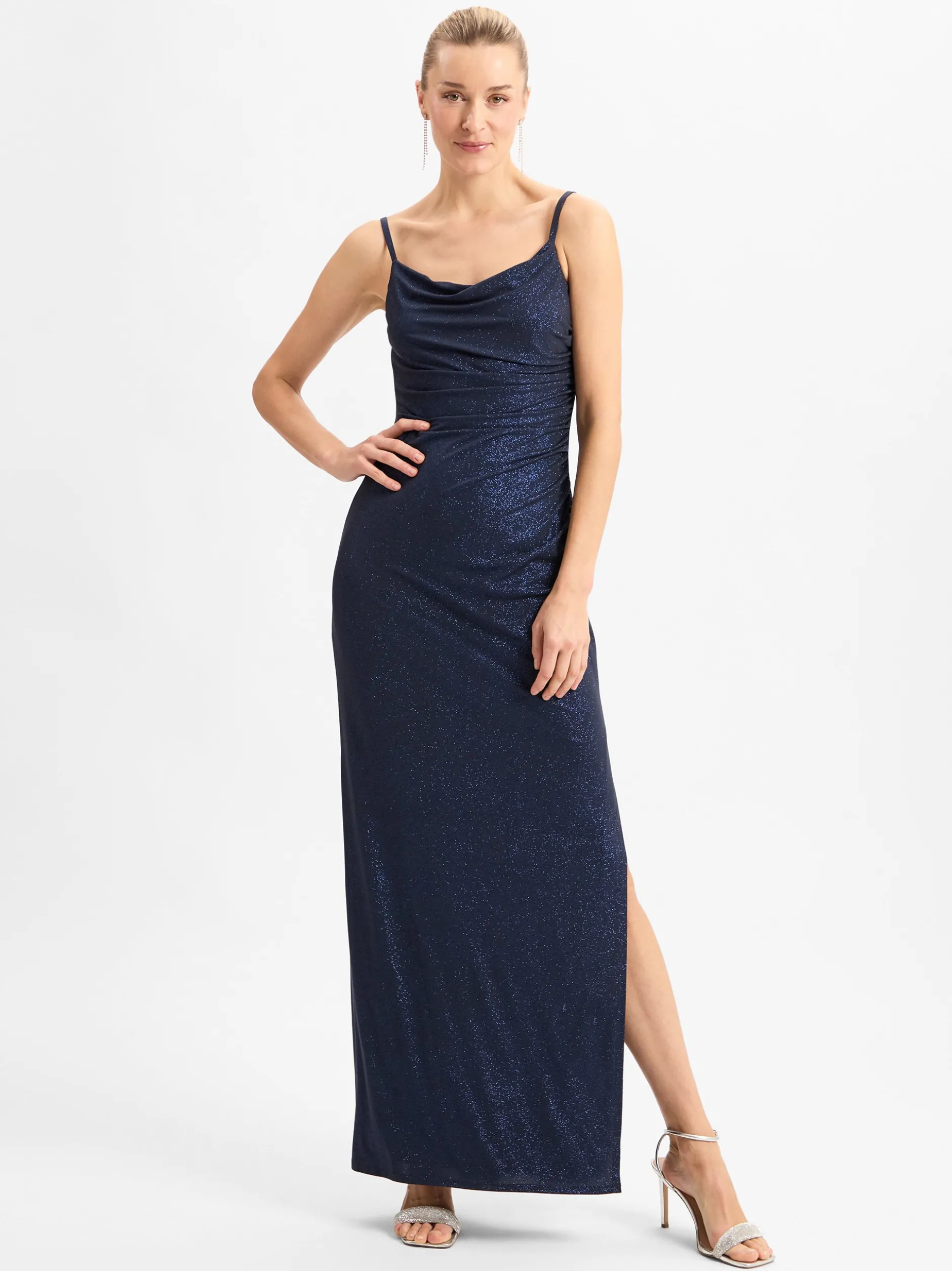 Marie Lund Damen Abendkleid in marine - Ärmel: ohne Arm