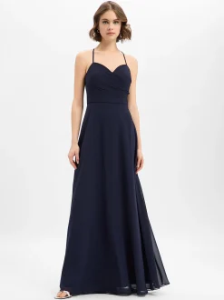 Marie Lund Damen Abendkleid in marine - Ärmel: ohne Arm