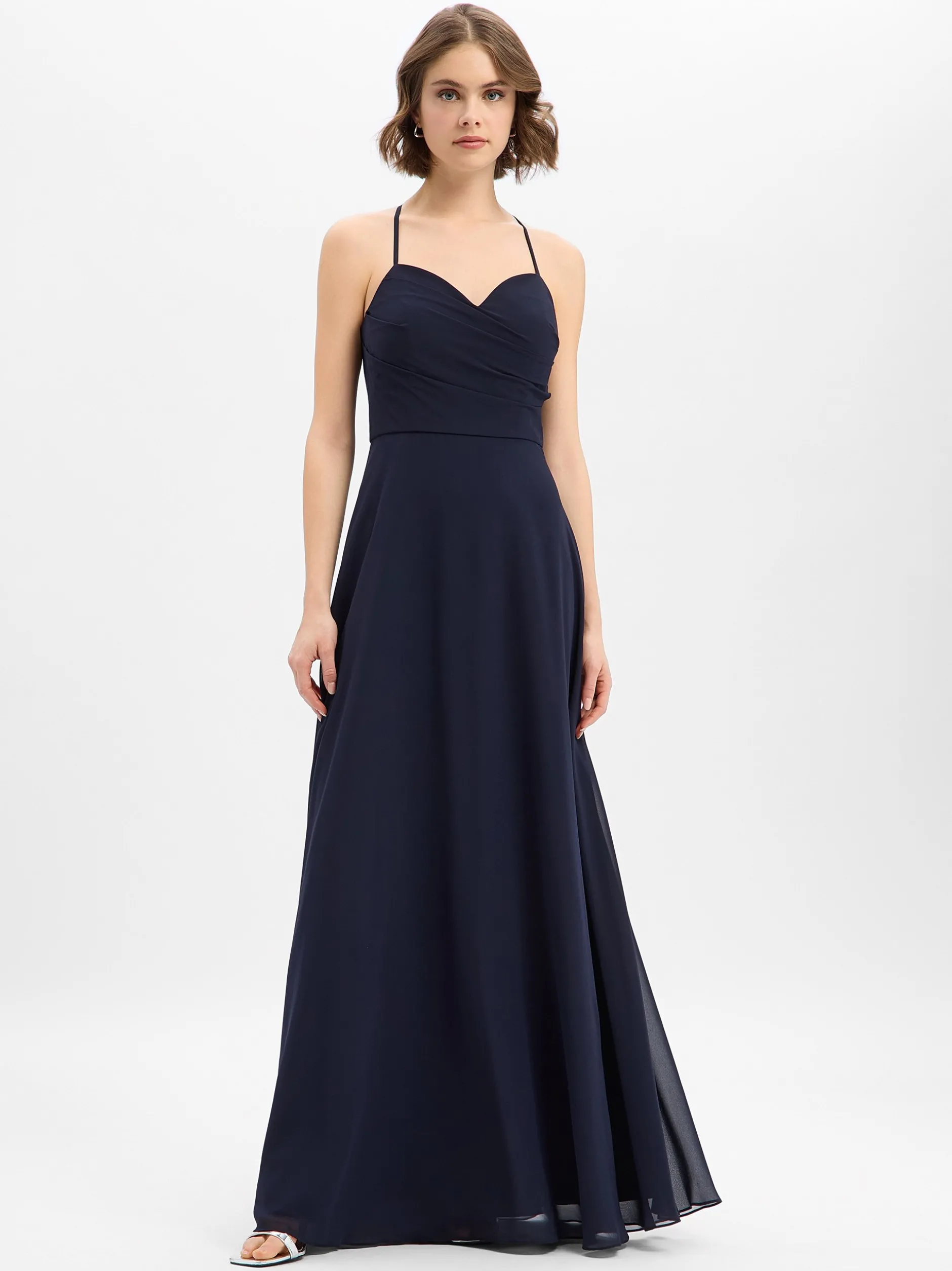 Marie Lund Damen Abendkleid in marine - Ärmel: ohne Arm