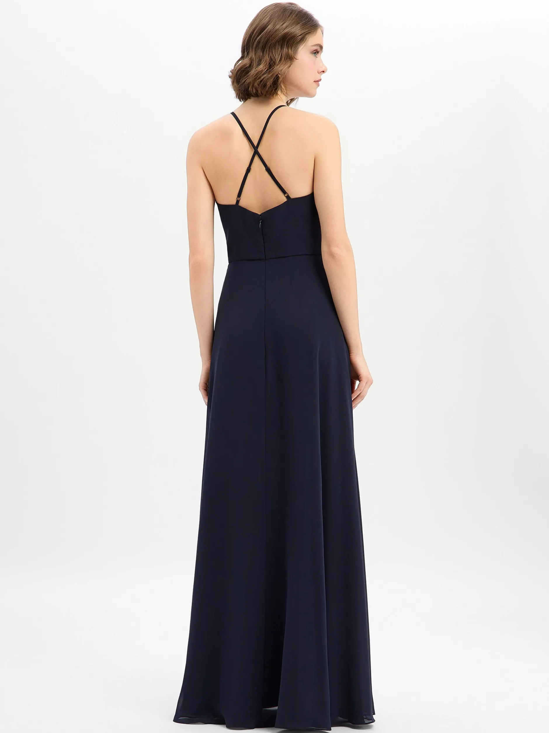 Marie Lund Damen Abendkleid in marine - Ärmel: ohne Arm