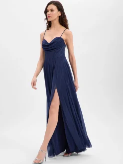 Marie Lund Damen Abendkleid in marine - Ärmel: ohne Arm