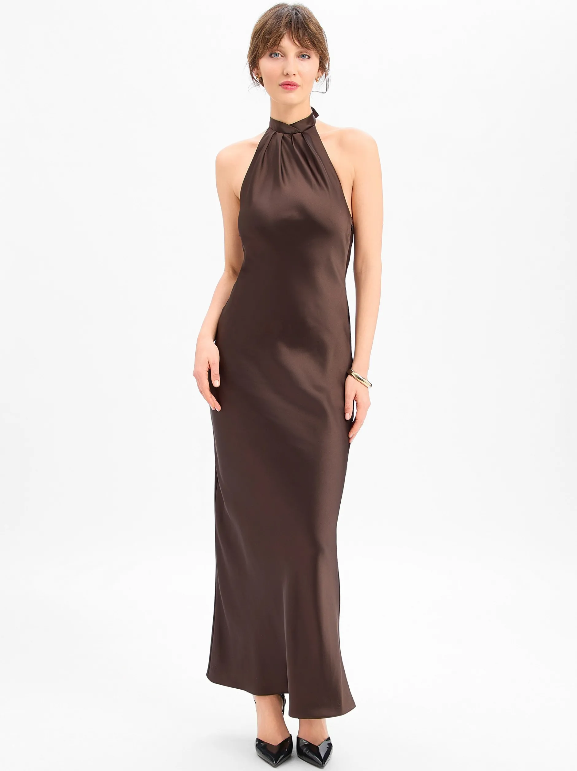 Marie Lund Damen Abendkleid in schoko - Ärmel: ohne Arm