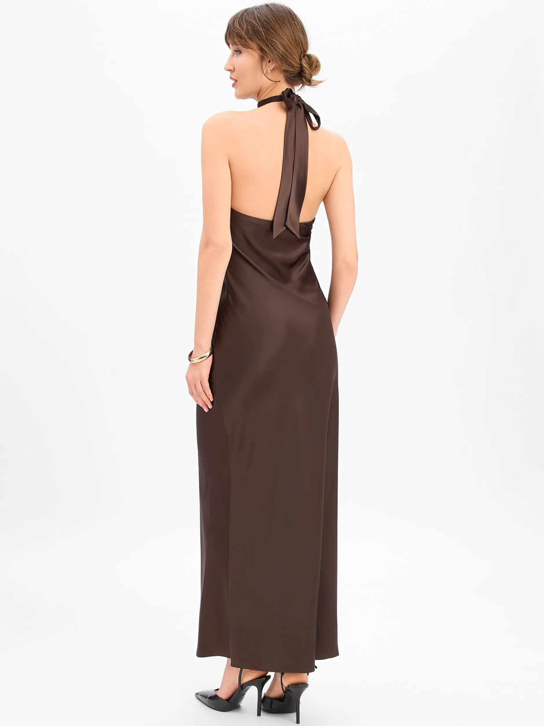 Marie Lund Damen Abendkleid in schoko - Ärmel: ohne Arm