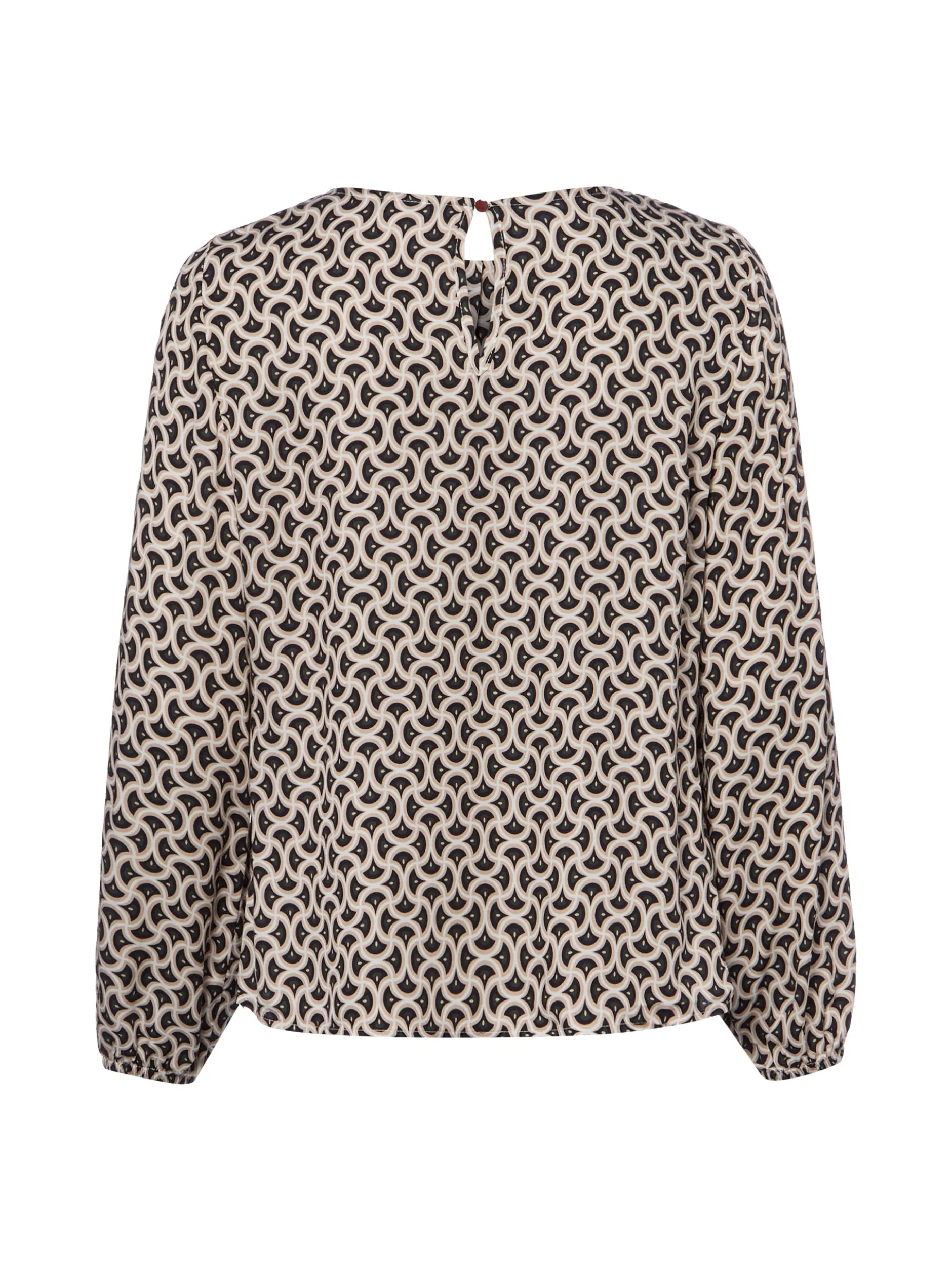Marie Lund Damen Bluse in beige schwarz - Ärmel: langarm