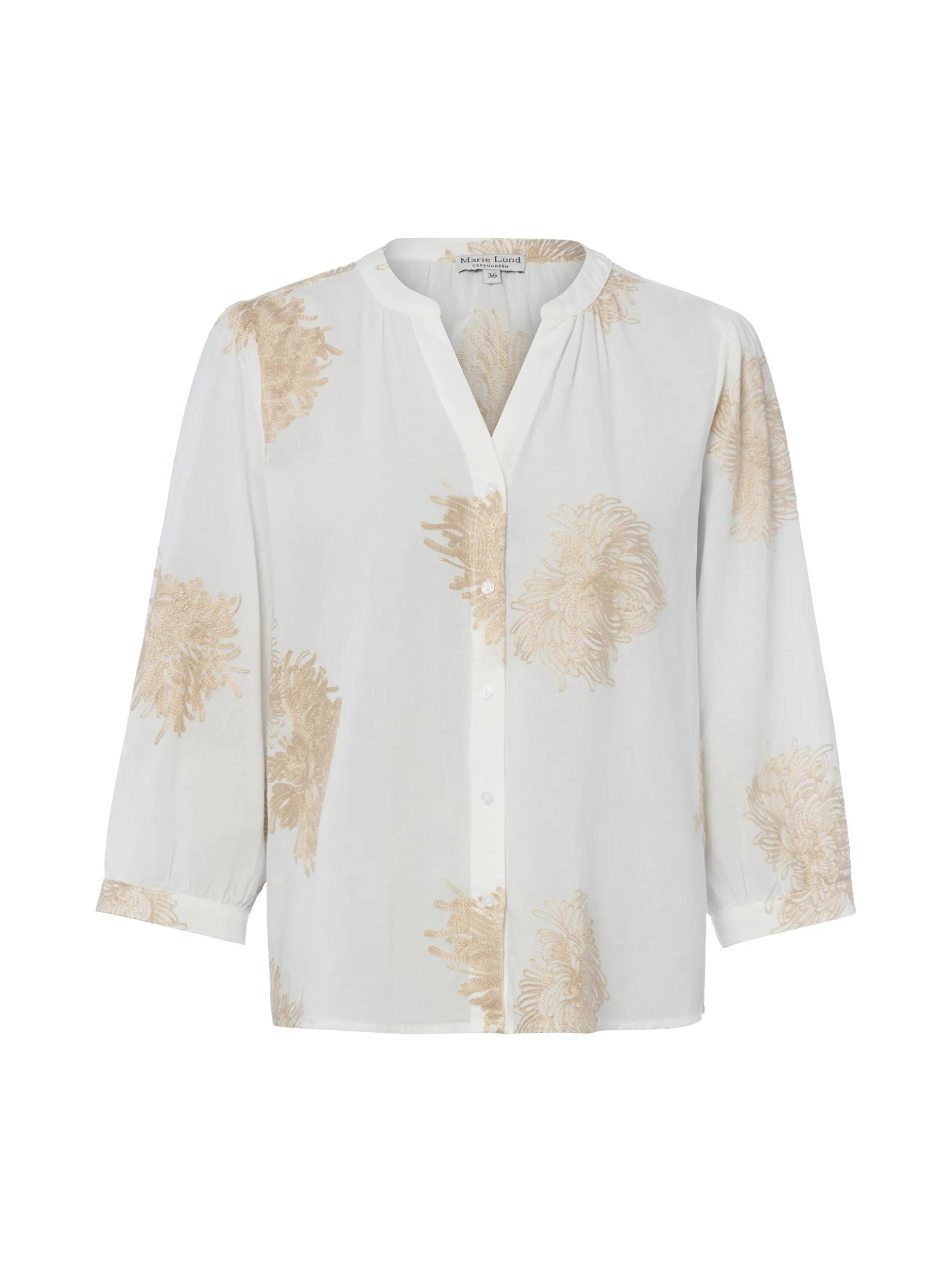 Marie Lund Damen Bluse in ecru melange - Ärmel: 3/4 Arm