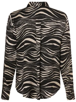 Marie Lund Damen Bluse in schwarz ecru - Ärmel: langarm