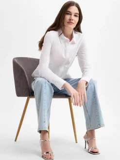 Marie Lund Damen Bluse in weiß - Ausschnitt: Kent