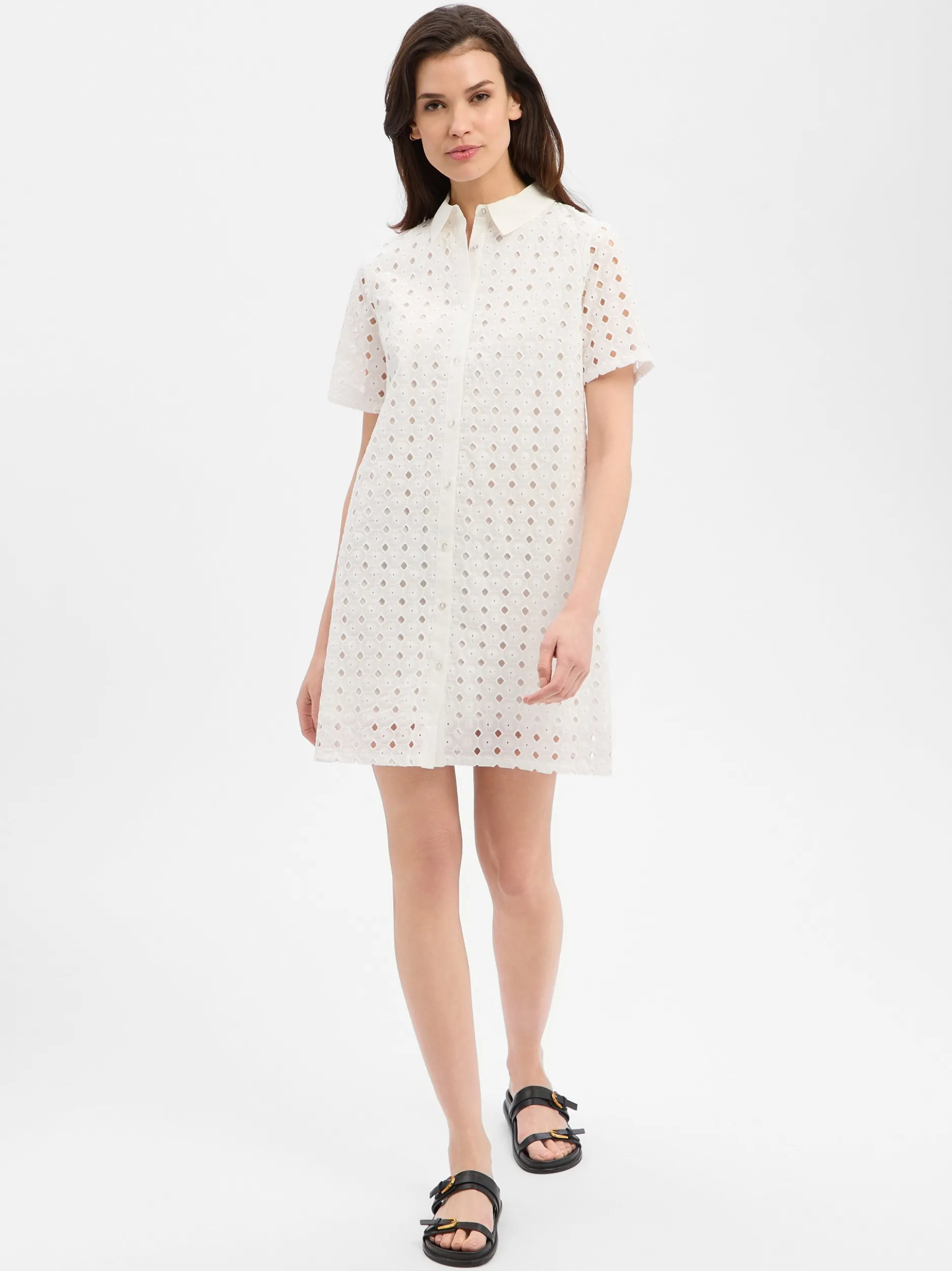 Marie Lund Damen Blusenkleid in ecru - Ärmel: kurzarm