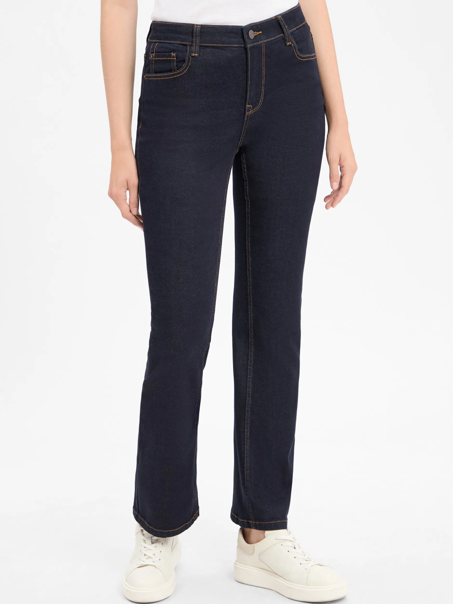 Marie Lund Damen Bootcut Jeans in marine - Länge: lang