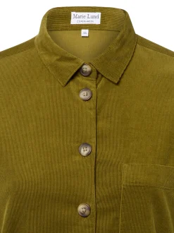 Marie Lund Damen Cordbluse in oliv - Ausschnitt: Kent