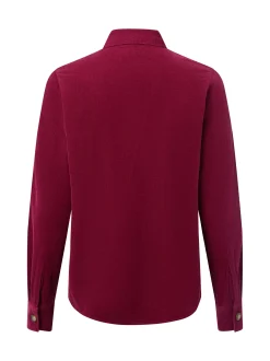 Marie Lund Damen Cordbluse in himbeer - Ausschnitt: Kent