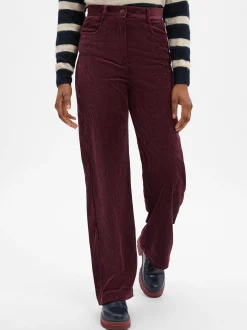 Marie Lund Damen Cordhose in aubergine - Länge: lang