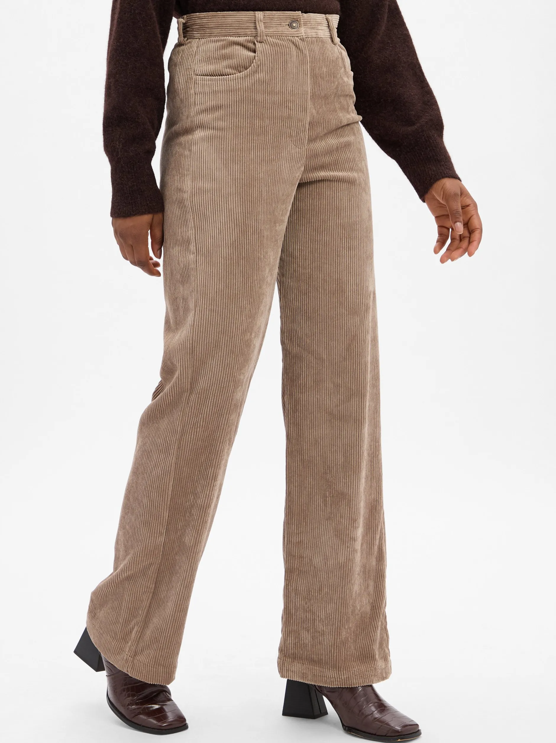 Marie Lund Damen Cordhose in kitt - Länge: lang
