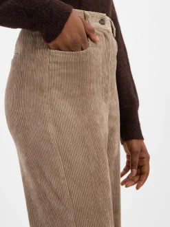 Marie Lund Damen Cordhose in kitt - Länge: lang