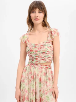 Marie Lund Damen Crop Top in vanille altrosa