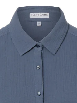 Marie Lund Damen Hemdbluse in blau - Ärmel: langarm