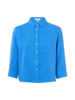 Marie Lund Damen Hemdbluse in blau - Ärmel: 3/4 Arm