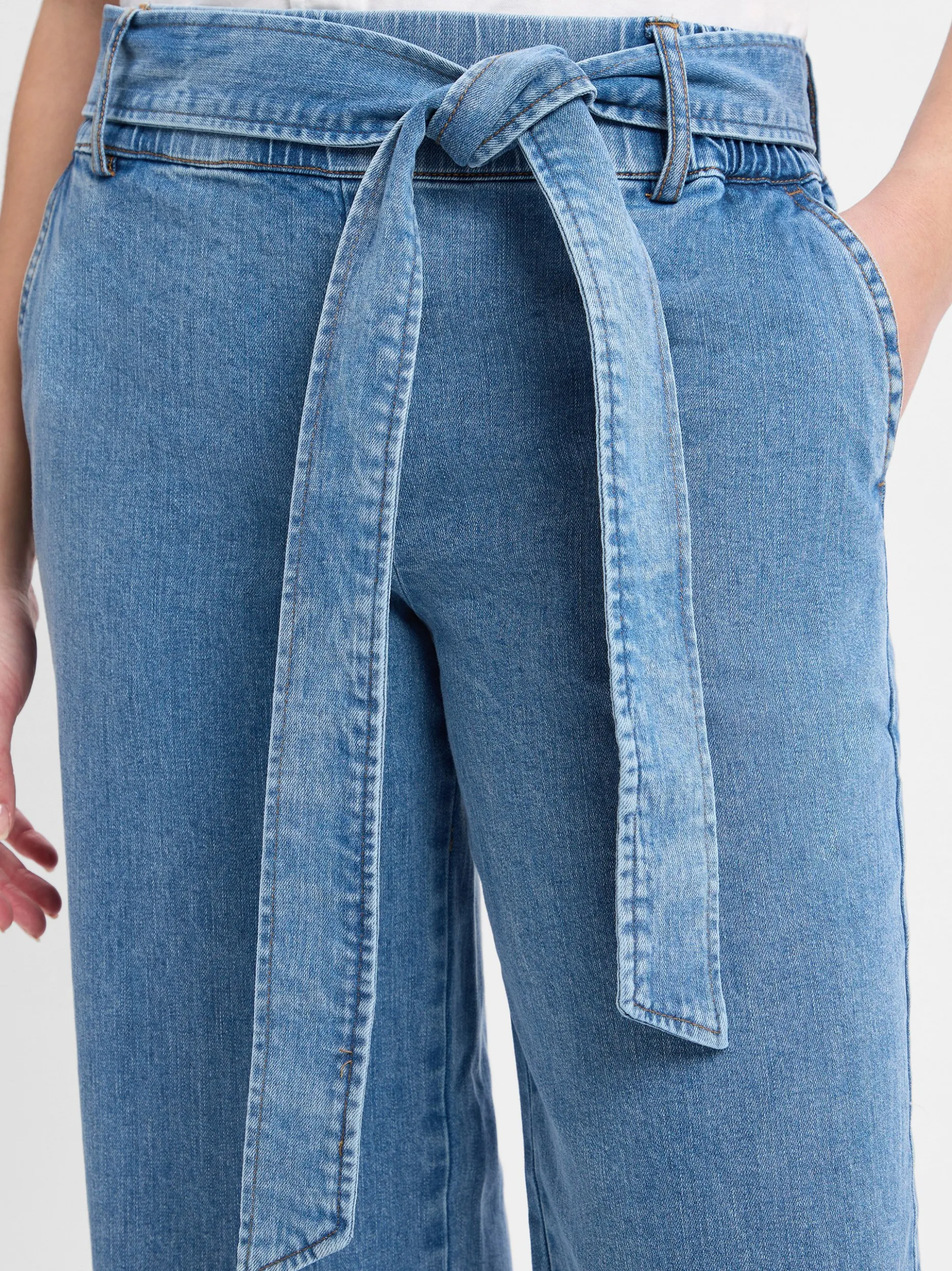 Marie Lund Damen Jeans in light stone - Länge: verkürzt