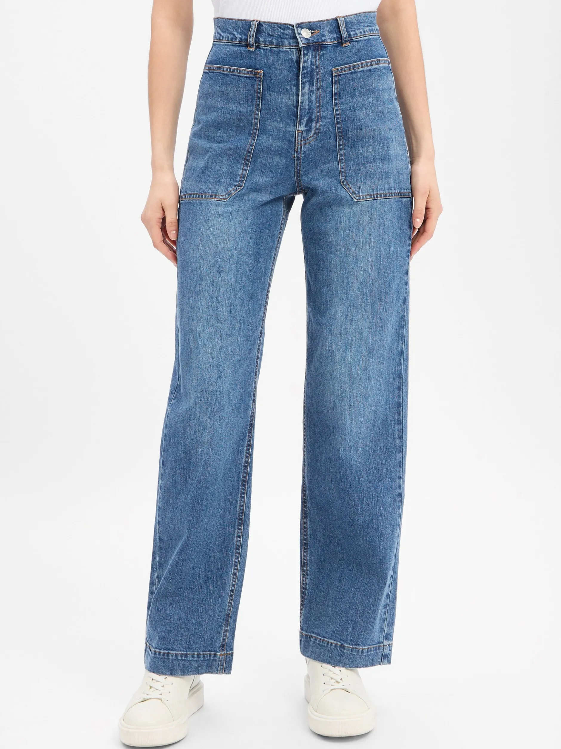 Marie Lund Damen Jeans in medium stone - Länge: lang