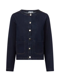 Marie Lund Damen Jeansjacke in marine - Ärmel: langarm