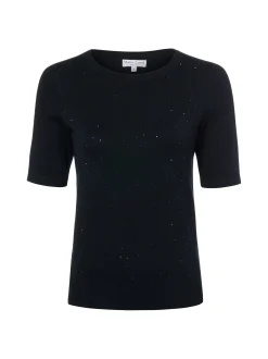 Marie Lund Damen Kurzarm-Pullover in schwarz