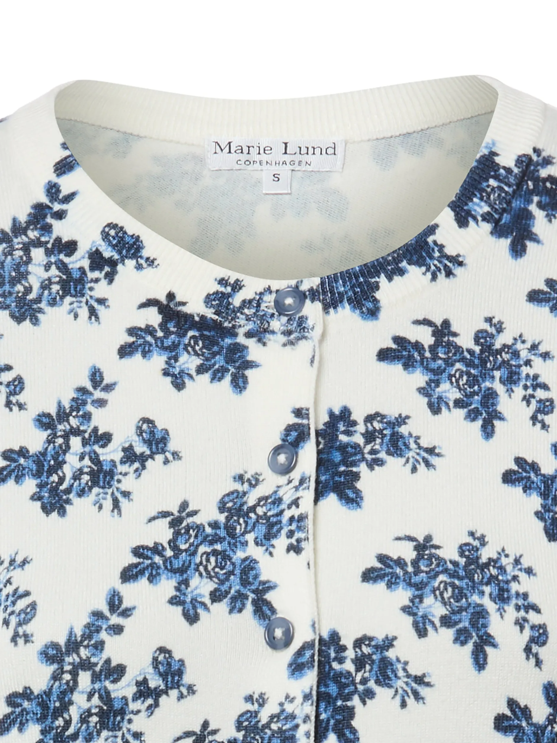 Marie Lund Damen Kurzarm-Strickjacke in ecru marine
