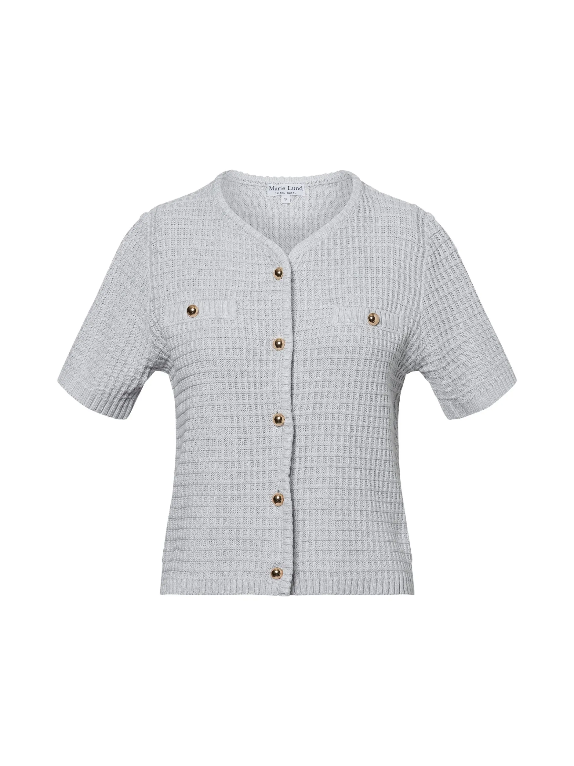 Marie Lund Damen Kurzarm-Strickjacke in hellgrau