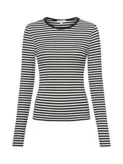 Marie Lund Damen Langarmshirt in schwarz ecru