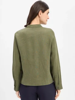 Marie Lund Damen Leinenbluse - Emma in oliv
